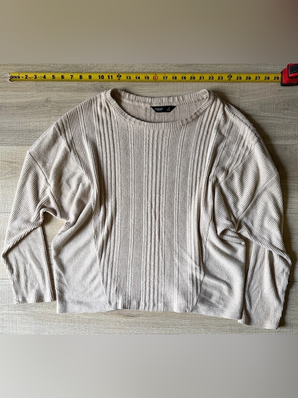 Simply Vera Vera Wang Cream Ribbed Knit Pullover